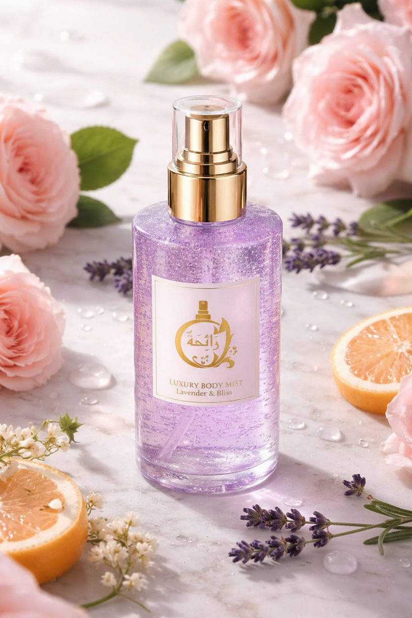 Lavender Body Mist with Raiyaah Logo